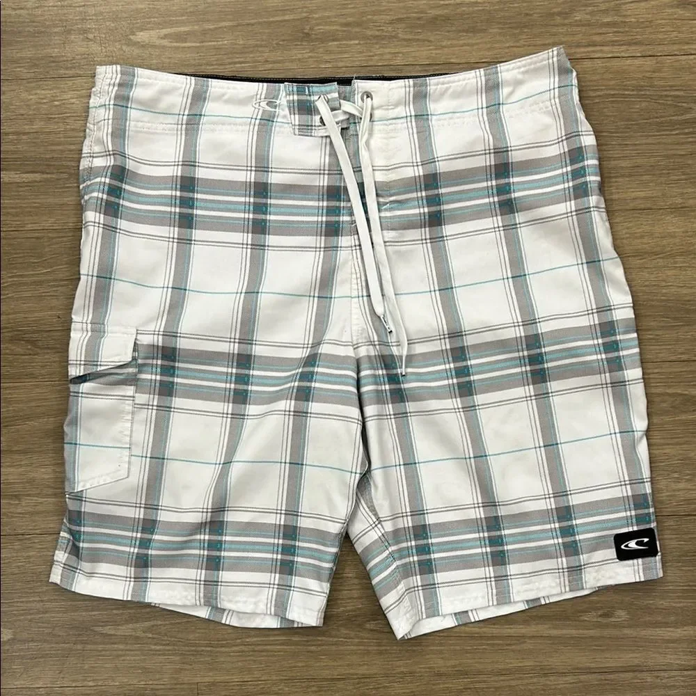 O'Neill White and Gray Board Shorts for Swim